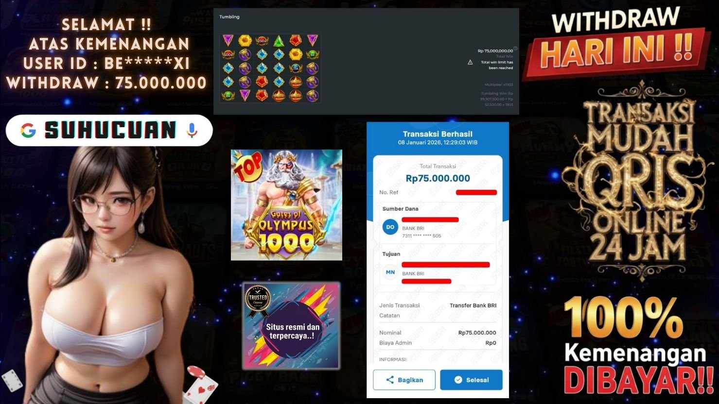 SUHUCUAN JACKPOT SLOT GATES OF OLYMPUS 1000